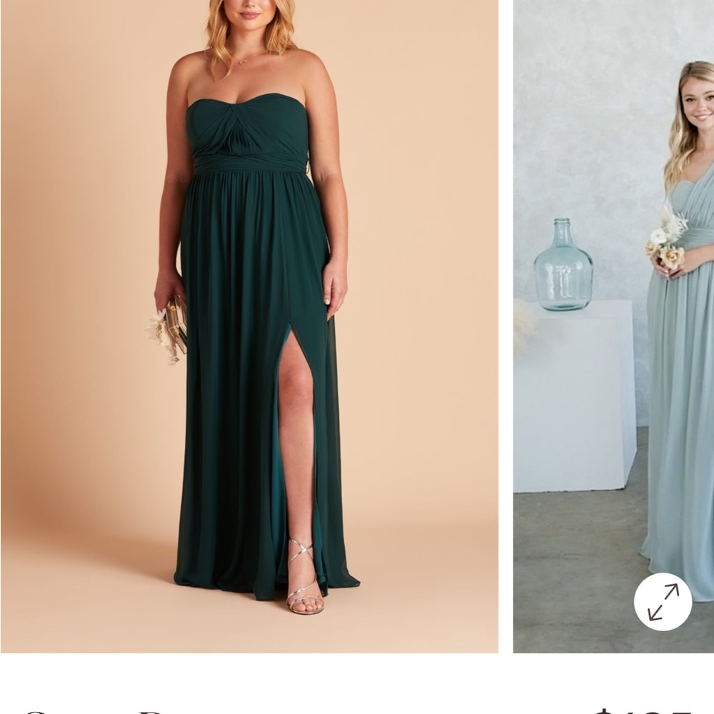 BIRDY GREY bridesmaid Emerald Green Dress with Slit - Picture 5 of 5
